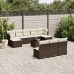 vidaXL Salon de jardin et coussins 11 Pièces marron résine tressée