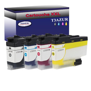 T3AZUR Lot de 4 Cartouches compatibles avec Brother LC3233 XL pour Brother DCP-J1100DW  MFC-J1300DW