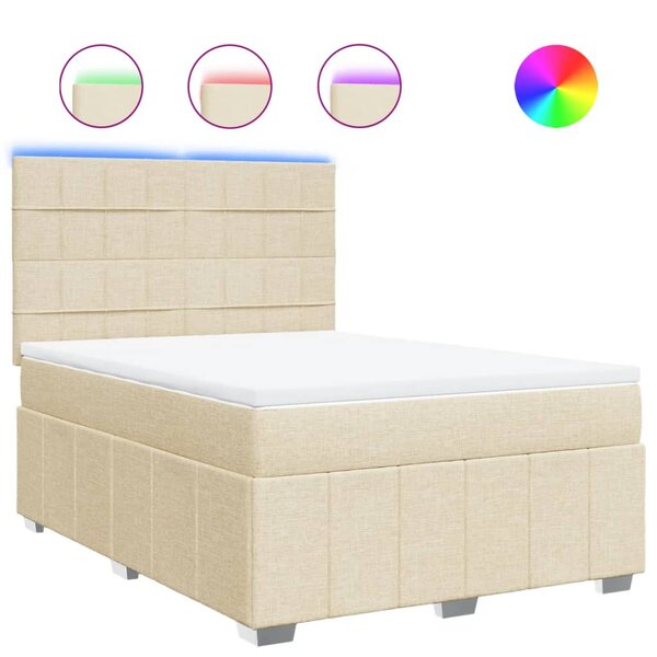 vidaXL Sommier à lattes de lit avec matelas Crème 140x200 cm Tissu