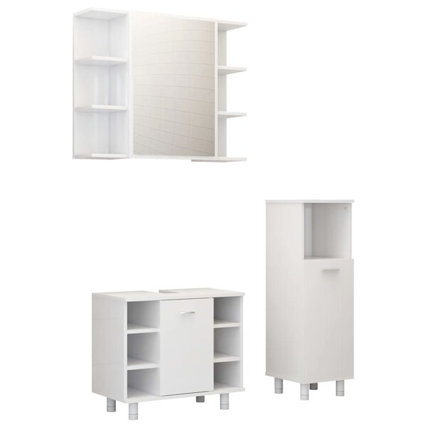 vidaXL Ensemble de meubles de bain 3 Pièces Blanc Bois d'ingénierie