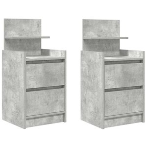 vidaXL Tables de chevet avec 2 tiroirs 2 Pièces gris béton 38x34x80 cm