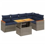 vidaXL Salon de jardin 6 Pièces avec coussins gris résine tressée