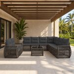 vidaXL Ensemble de canapé de jardin 10 pc Gris et Gris foncé polyrotin