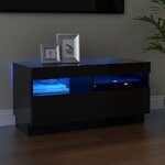 Vidaxl meuble tv avec lumières led noir brillant 80x35x40 cm