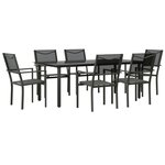 vidaXL Ensemble à manger de jardin 7 Pièces noir textilène et acier