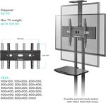 Onkron ts1551 blk support tv sur piedà  roulettes pour des téléviseurs de 40 à 70 pouces noir