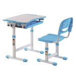 Vipack Bureau réglable enfant Comfortline 201 et chaise Bleu et blanc