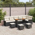vidaXL Ensemble de canapé de jardin 10 Pièces Noir polyrotin