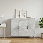 vidaXL Buffet Gris béton 89 x 34 5 x 80 cm Bois d'ingénierie