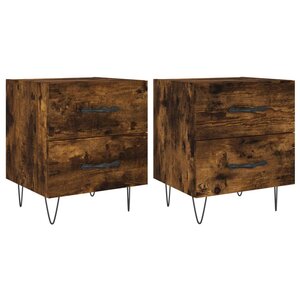 vidaXL Tables de chevet 2Pièces chêne fumé 40x35x47 5cm bois d’ingénierie