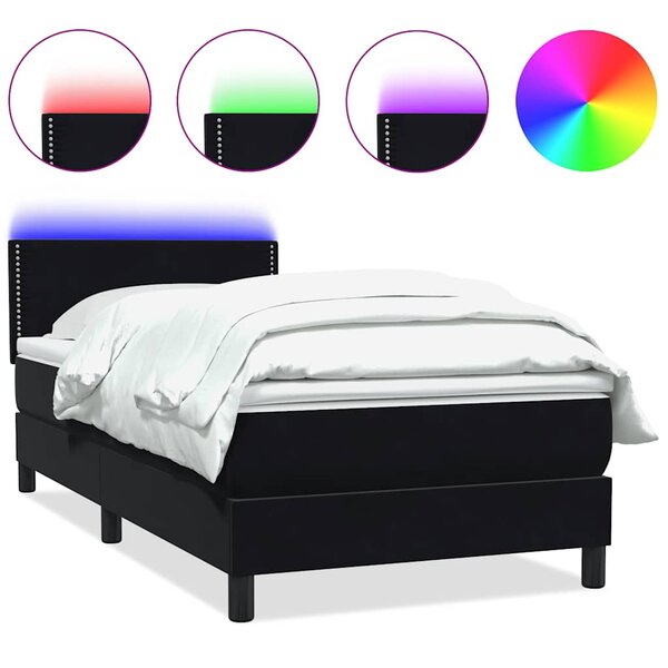 vidaXL Sommier à lattes de lit avec matelas et LED noir 80x210 cm velours