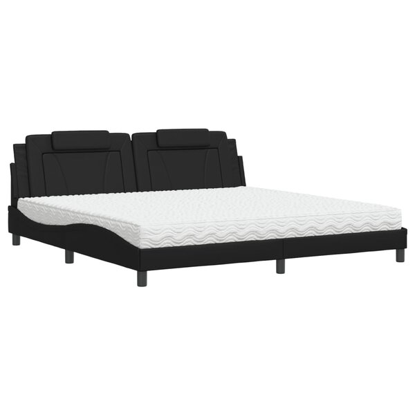 vidaXL Lit avec matelas noir 200x200 cm similicuir