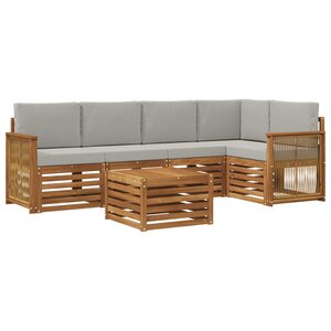 vidaXL Ensemble de canapé d'angle 5 Pièces Naturel et gris clair