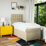 vidaXL Sommier à lattes de lit et matelas Crème 90x190 cm Tissu