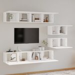 vidaXL Ensemble de meubles TV 6 Pièces Blanc Bois d'ingénierie
