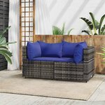 vidaXL Canapés d'angle de jardin et coussins 2 Pièces gris résine tressée