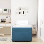 vidaXL Cadre de lit avec matelas Bleu foncé 90 x 200 cm Velours