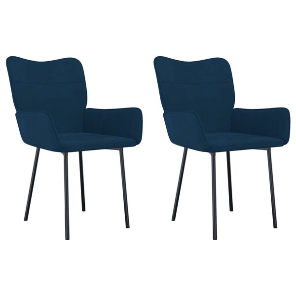 vidaXL Chaises à manger lot de 2 Bleu Velours