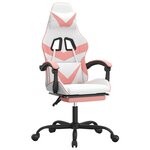 vidaXL Chaise de jeu avec repose-pied Blanc et rose Similicuir