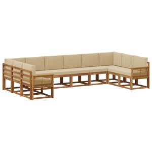 vidaXL Ensemble de canapés d'extérieur 10 Pièces Naturel et Beige