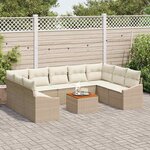 vidaXL Ensemble de canapé de jardin 10 Pièces Beige Poly rotin
