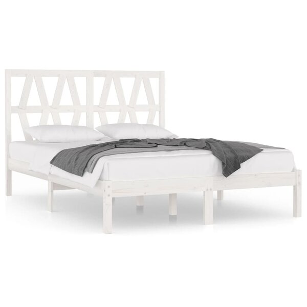 vidaXL Cadre de lit Blanc Bois de pin massif 120x200 cm