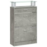 vidaXL Armoire à chaussures Gris béton 63x24x104 cm Bois d'ingénierie