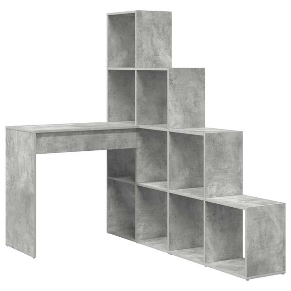 vidaXL Bureau d'angle avec étagère Gris béton 101 5 x 149 5 x 149 5 cm