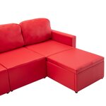 vidaXL Canapé-lit modulaire 3 places Rouge Similicuir