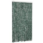 vidaXL Rideau anti-mouches vert et blanc 118x220 cm chenille