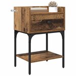 vidaXL Table de chevet avec tiroir 2 Pièces Bois ancien 40 x 29 x 60 cm
