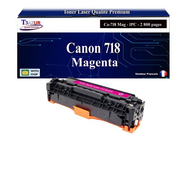 T3AZUR -Toner compatible avec Canon 718 (2660B002)pour Canon MF729CX  MF8300  MF8330  MF8330CDN Magenta -2 800 pages