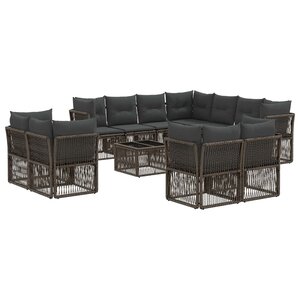 vidaXL Ensemble de canapé de jardin 12 Pièces Gris polyrotin