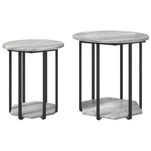 vidaXL Ensemble de tables d'appoint avec étagère 2 Pièces Gris