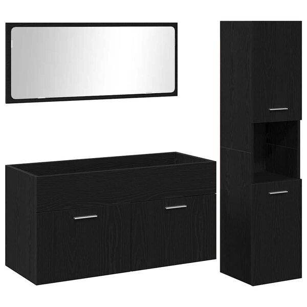 vidaXL Ensemble de mobilier de salle de bain 3 Pièces Chêne noir