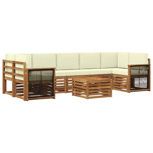 vidaXL Ensemble de canapés d'extérieur 8 pc Naturel et Crème