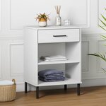 vidaXL Armoire console avec pieds en métal Blanc Bois pin massif OSLO