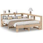 vidaXL Lit bibliothèque sans matelas 150x200 cm bois massif de pin