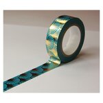 Masking tape - Éventail bleu sur fond doré - Repositionnable - 15 mm x 10 m