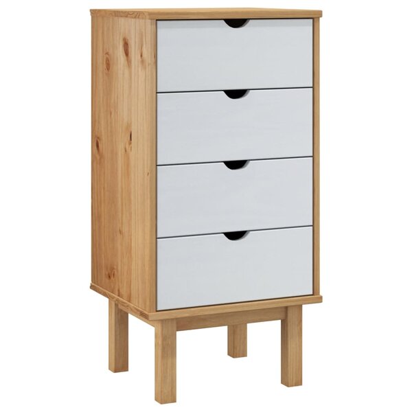 vidaXL Commode OTTA marron et blanc 45x39x90 cm bois de pin massif