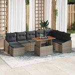 vidaXL Ensemble de salle à manger pour jardin 9 Pièces Gris  Marron