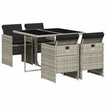 vidaXL Ensemble à manger de jardin et coussins 5 Pièces gris clair rotin