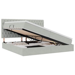 vidaXL Lit avec rangement et matelas Gris clair 200 x 200 cm Velours