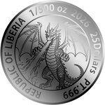 Monnaie VENOM DRAGON 1/500 Oz Platine 25$ Liberia 2026 (PRÉCOMMANDE)