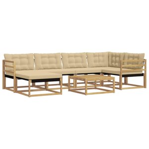 vidaXL Ensemble de canapés d'extérieur 7 pc Blanc et Beige