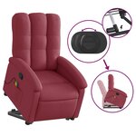 vidaXL Fauteuil inclinable de massage Rouge bordeaux Tissu