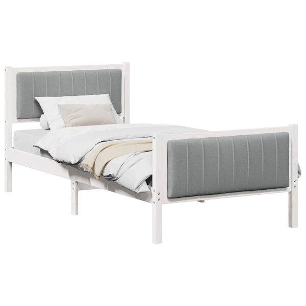 vidaXL Cadre de lit Blanc et gris clair 90 x 200 cm Bois massif en pin