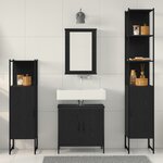 vidaXL Ensemble de mobilier de salle de bain avec étagère 4 Pièces Noir
