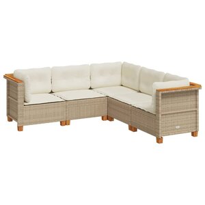 vidaXL Salon de jardin avec coussins 5 Pièces beige résine tressée