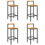 vidaXL Tabourets de bar lot de 4 noir résine tressée et bois d'acacia